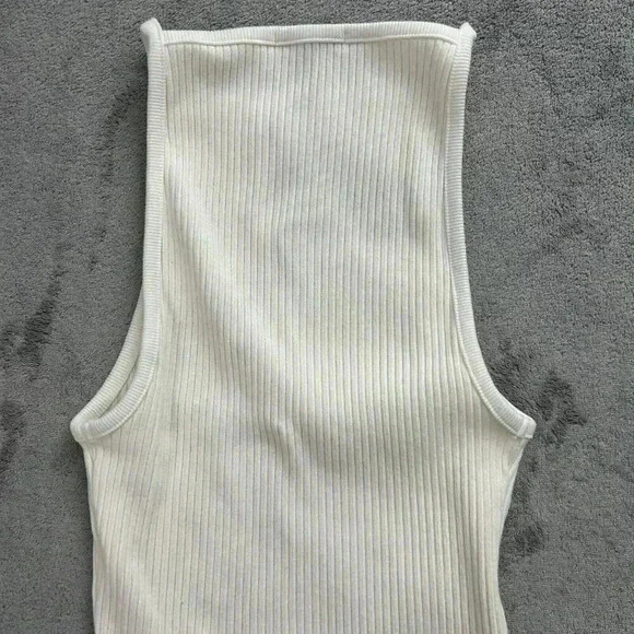 Agolde Top Womens Size Small White Square Neck Ribbed Knit Tank Top Mina Tank - Picture 10 of 10
